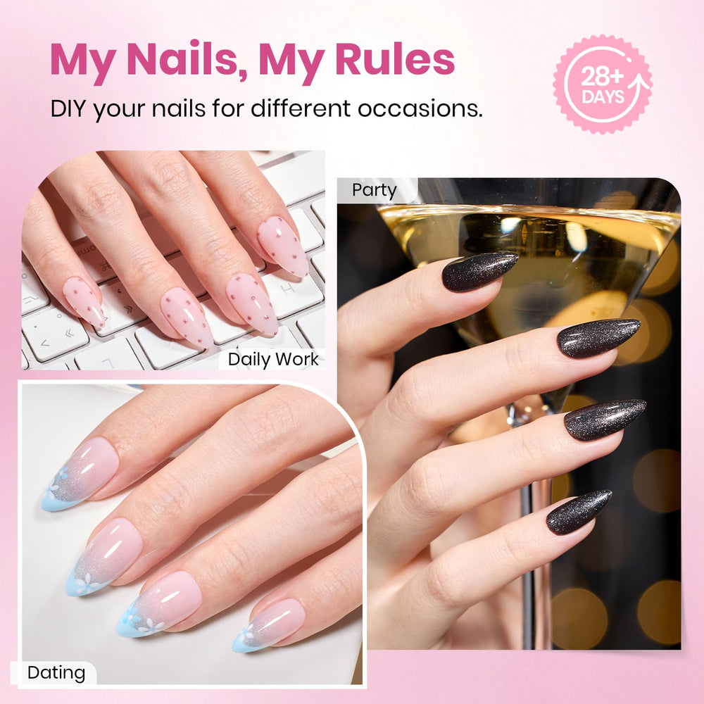 Beetles Flat-X Almond Tips 16-sizes display enables precise fit for varied nails