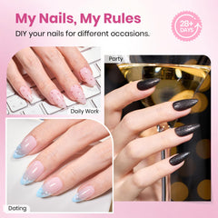 Beetles Flat-X Almond Tips 16-sizes display enables precise fit for varied nails
