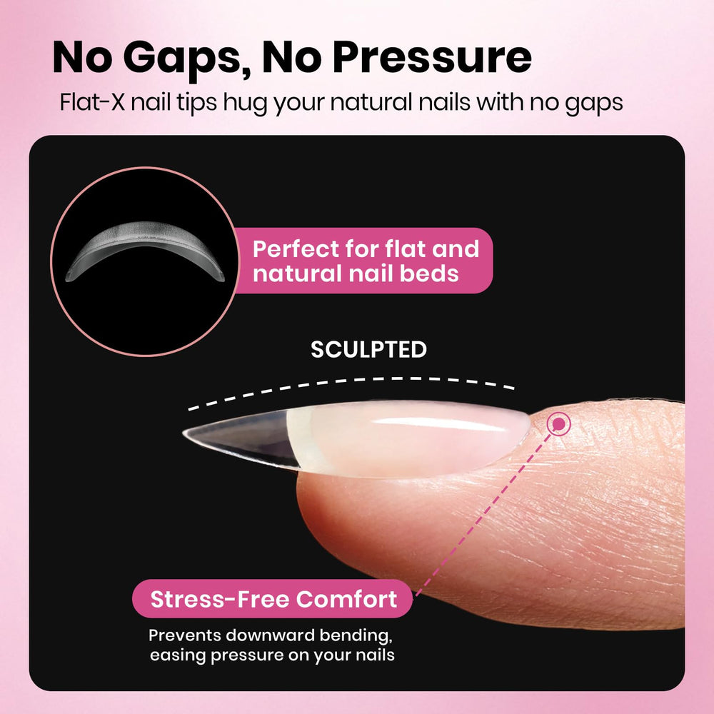 Beetles Flat-X Almond Tips anti-overflow design keeps glue contained and tidy