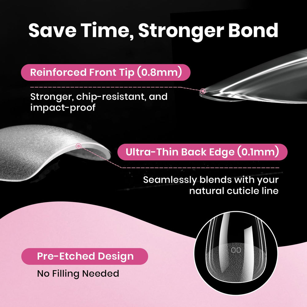 Beetles Flat-X Almond Tips long wear up to four weeks with secure fit