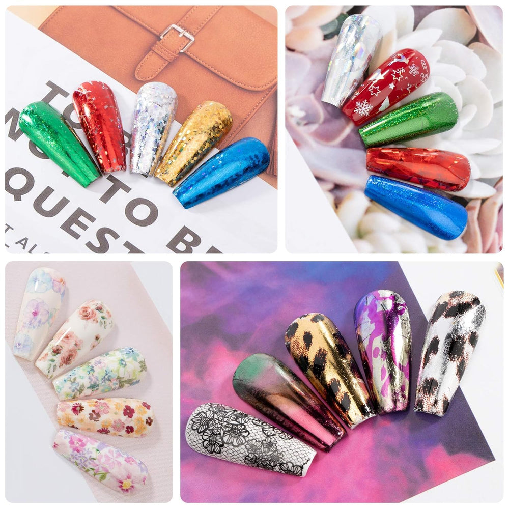 Beetles foil glue in action with foil stickers for quick, salon-like designs.