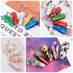 Beetles foil glue in action with foil stickers for quick, salon-like designs.