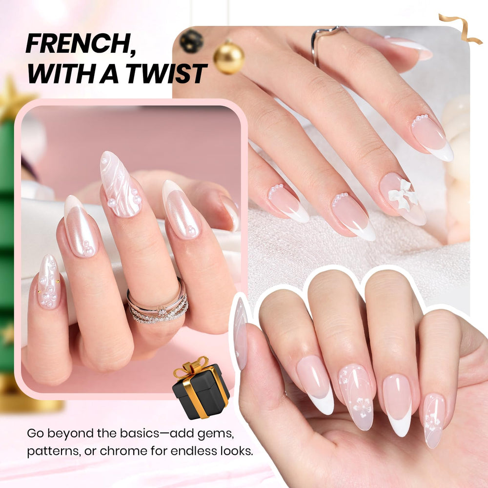 Beetles bubble French manicure stickers provide two styles for DIY salon results.