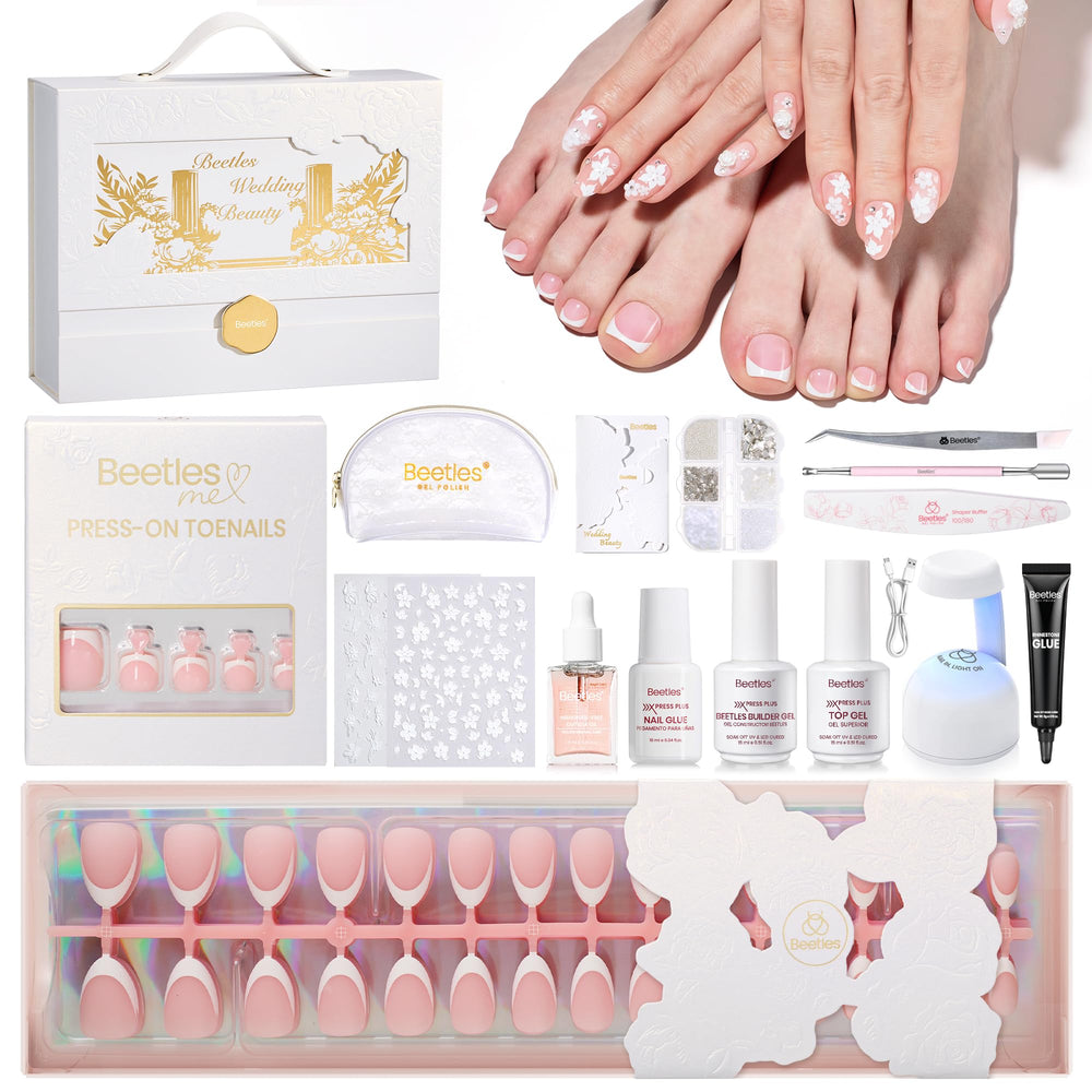 Beetles French Tip press-on nails in wedding box for a ready-to-wear manicure
