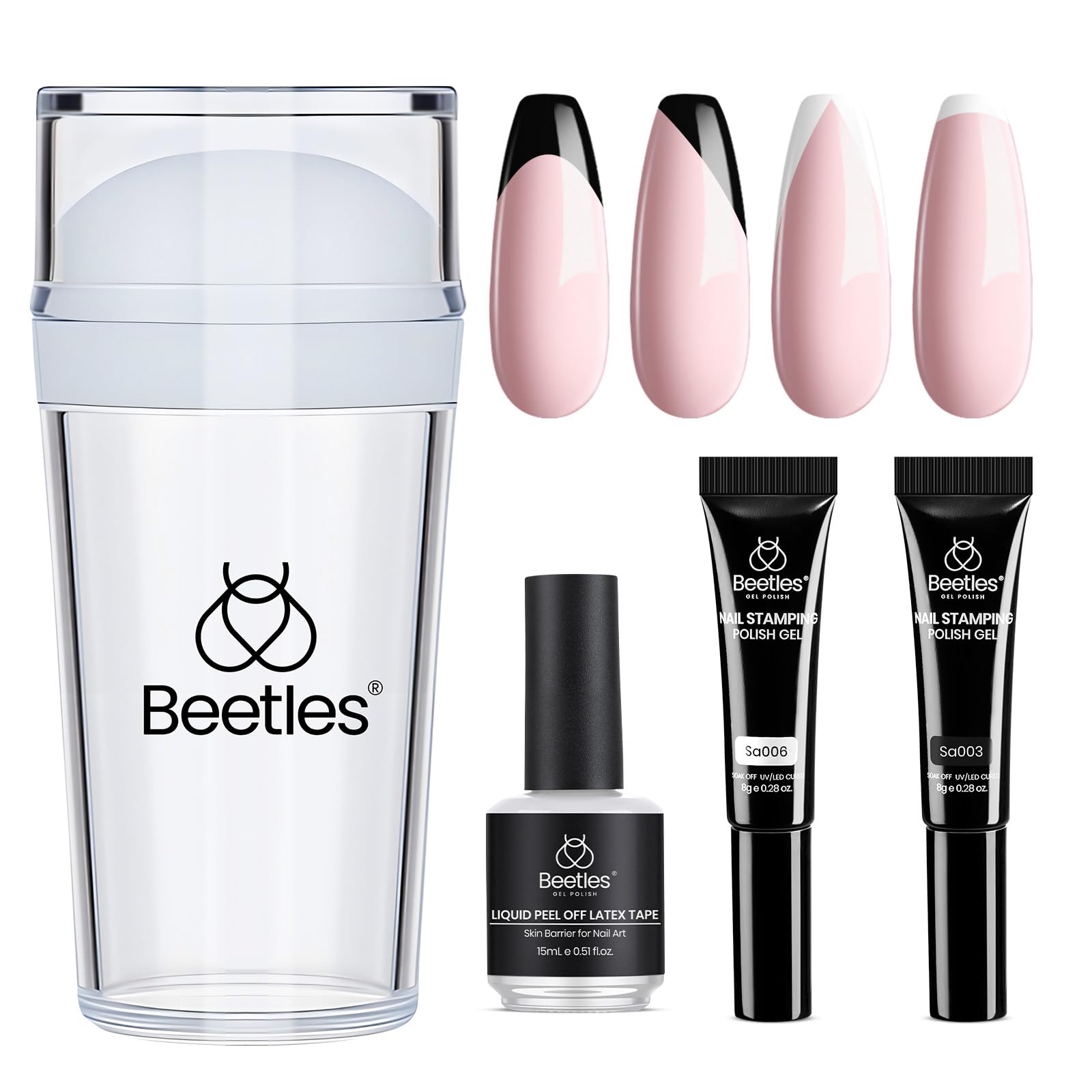 Beetles French Tip Tool stamp gel kit for precise nail art at home.