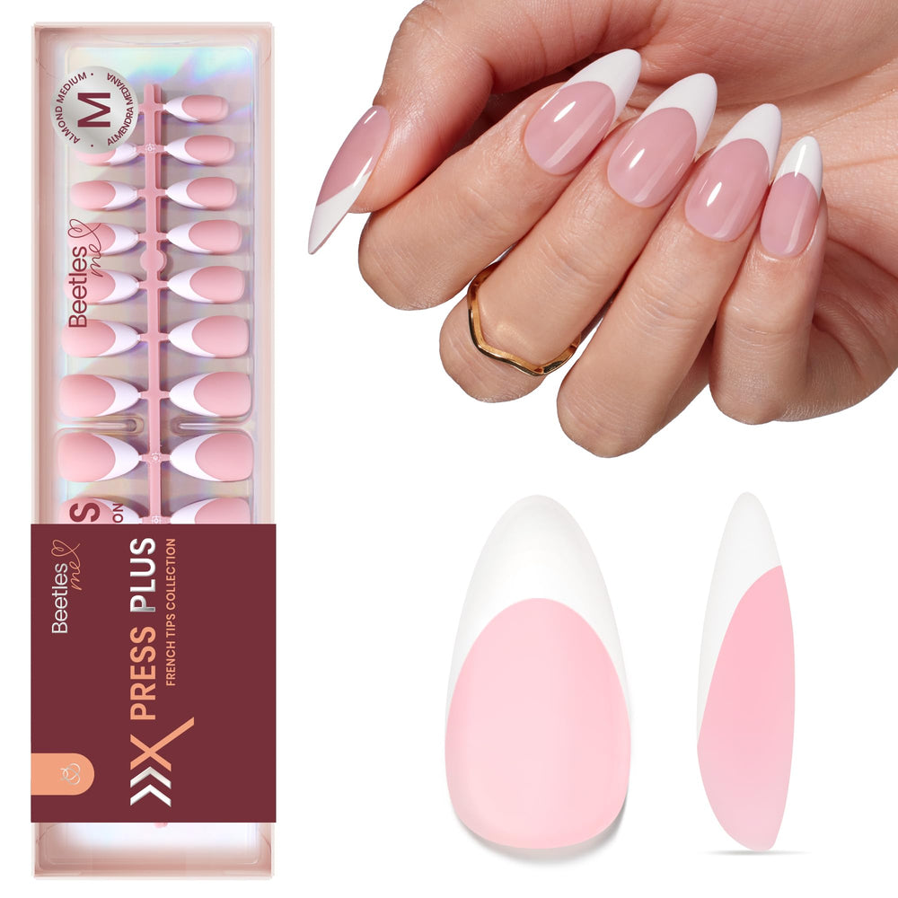 Beetles French Tips press-on nails in pink kit for quick stylish manicures at home
