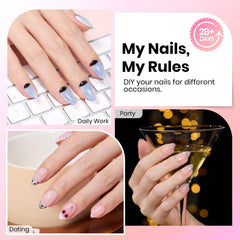 Beetles Gel Almond Nail Tips in 16 sizes 00-14 for precise fitting.