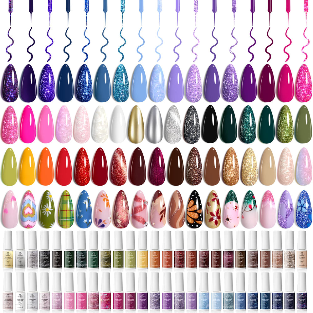 Beetles Gel Liner Set 32 color bottles display vibrant shades for versatile nail art ideas