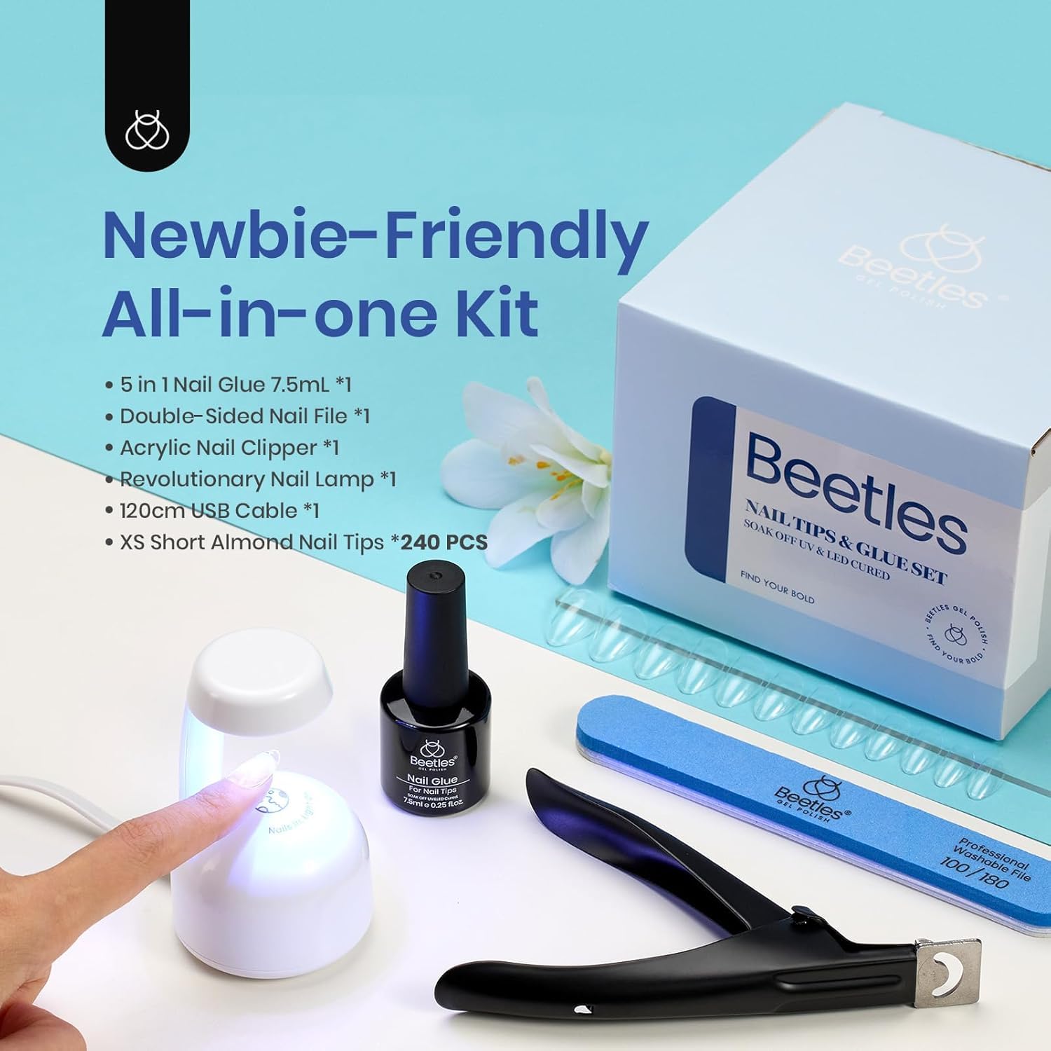 Beetles Gel Nail Kit: 240 tips for precise finger sizing