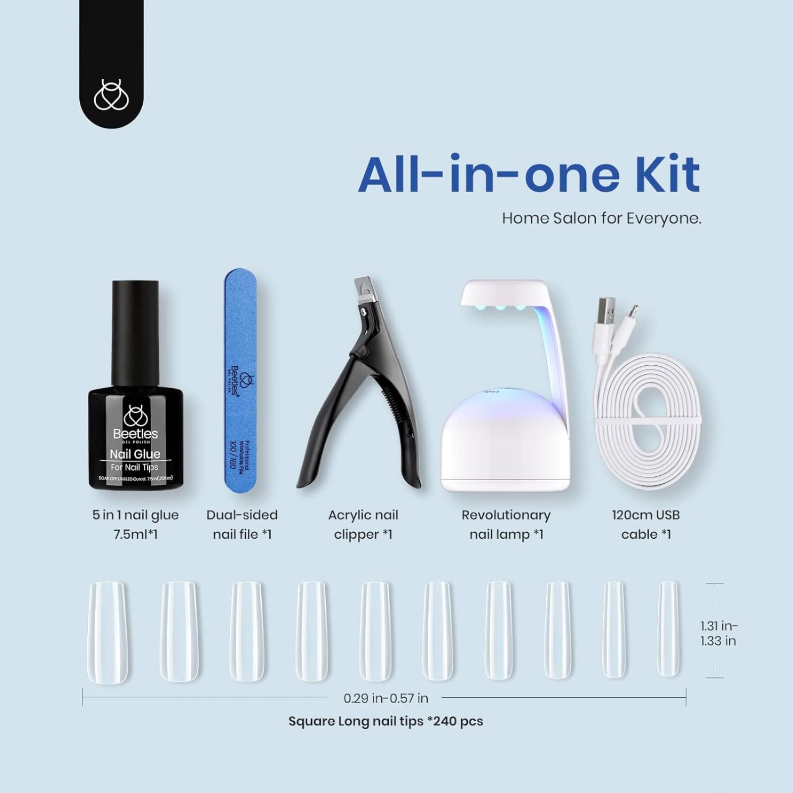 Beetles Gel Nail Kit 240 tips with 10 sizes for a perfect fit