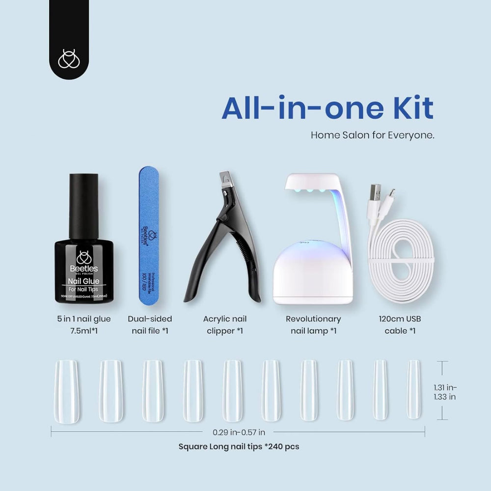 Beetles Gel Nail Kit 240 tips with 10 sizes for a perfect fit