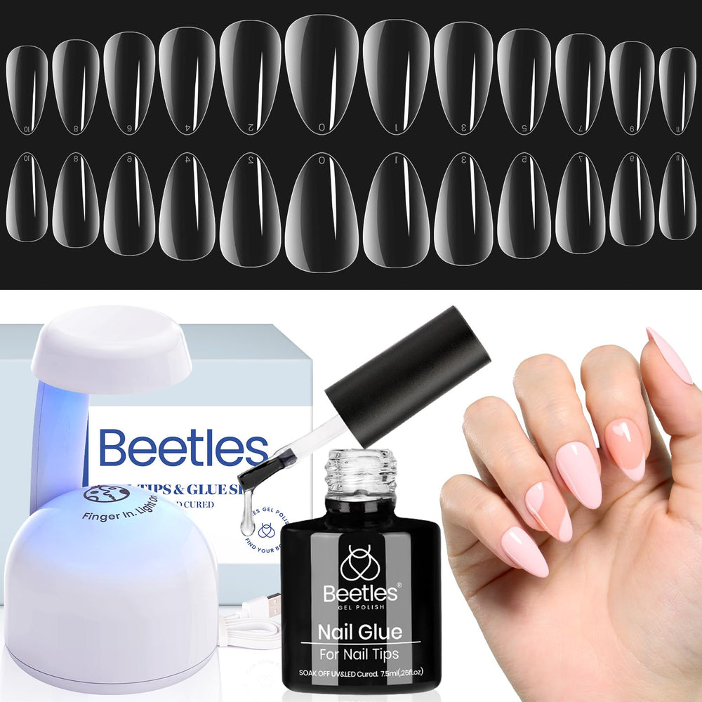 Beetles Gel Nail Kit 504pcs almond tips for natural-looking extensions