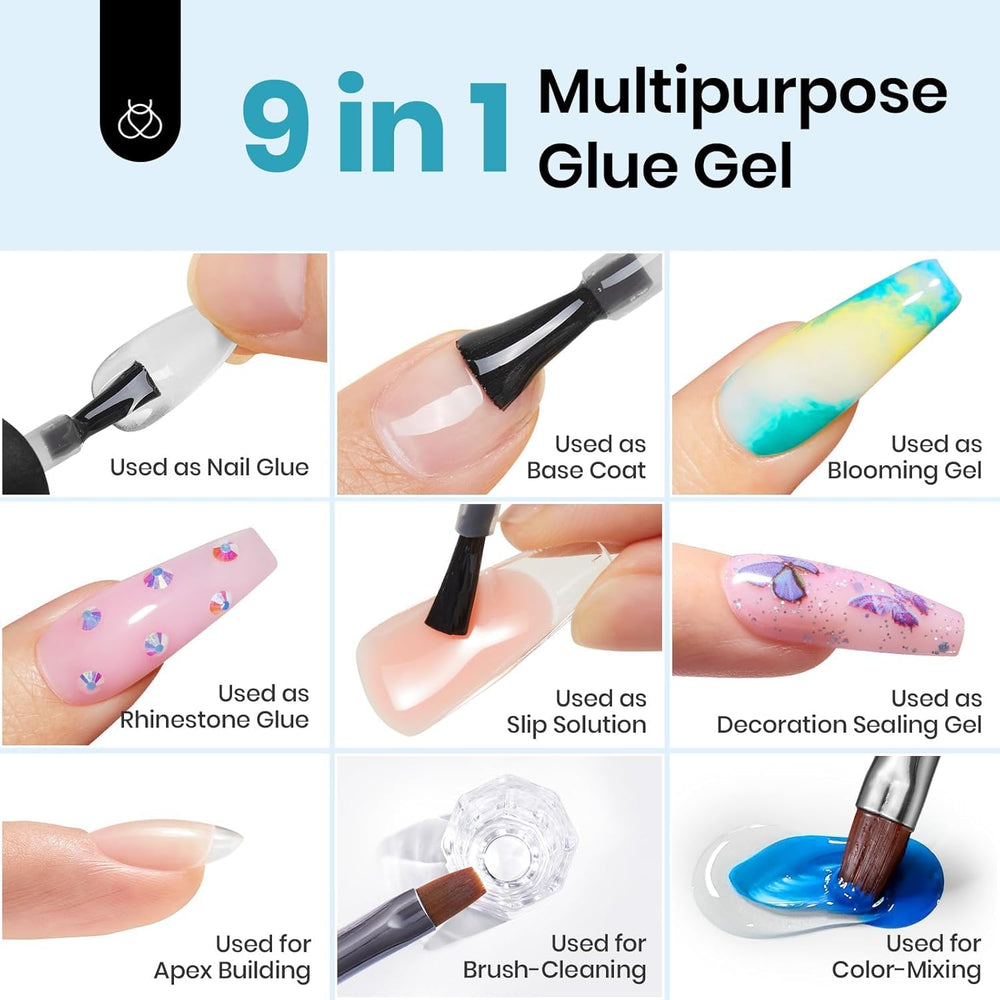 Beetles Gel Nail Kit 9-in-1 gel used as base, bloom, rhinestone glue