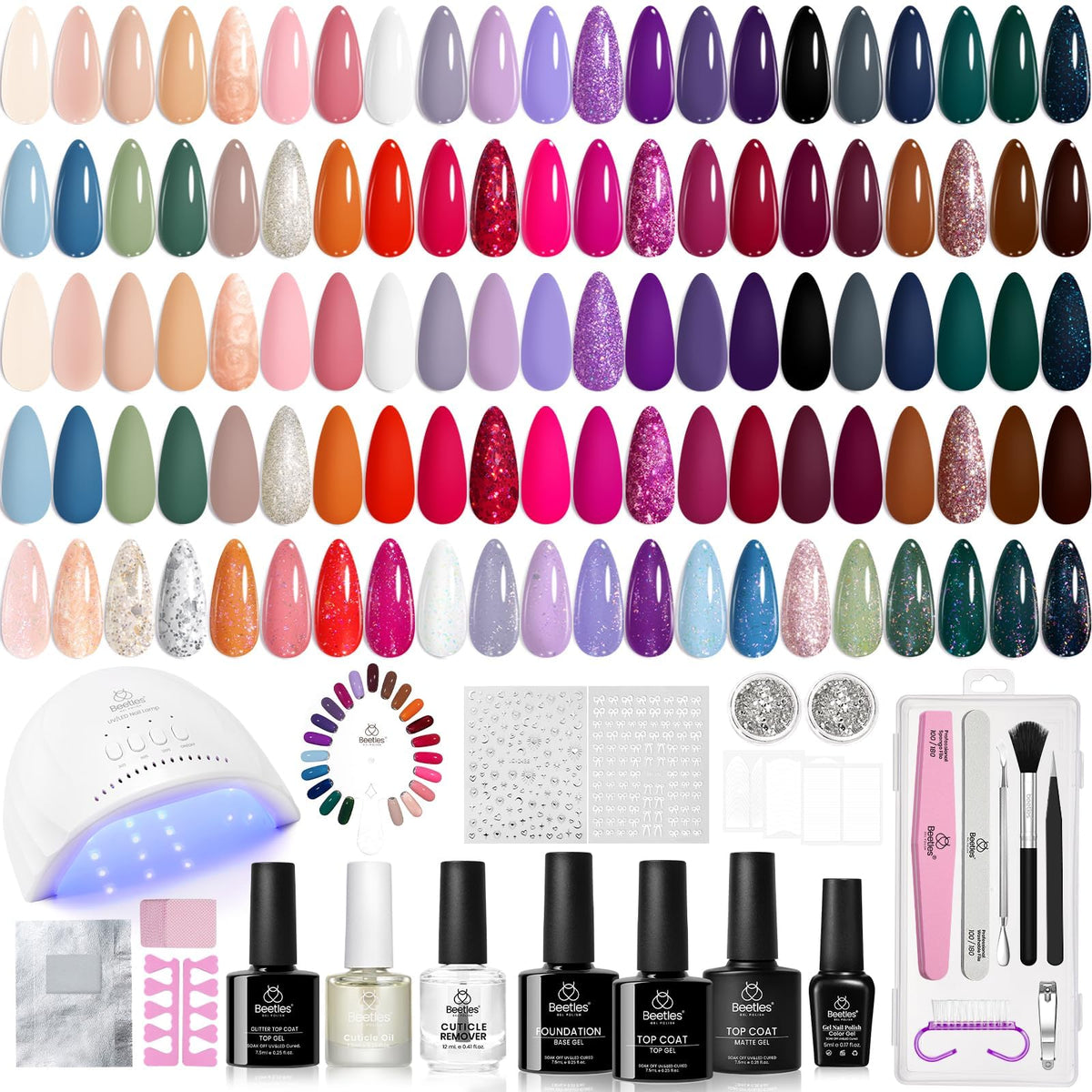 Beetles Gel Nail Polish Kit with lamp for at-home manicures and accurate curing