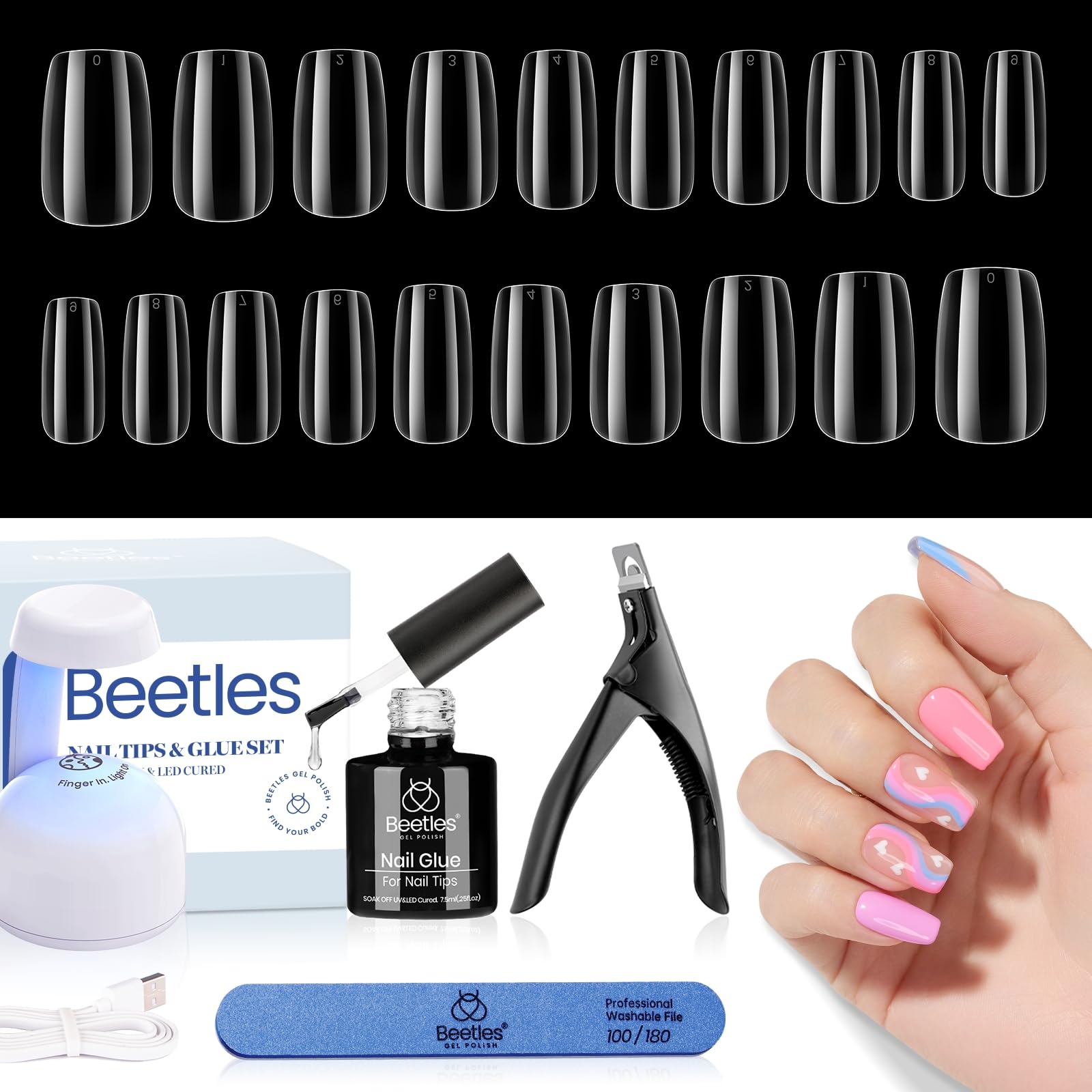 Beetles Gel Nail Kit LED lamp for quick at-home curing