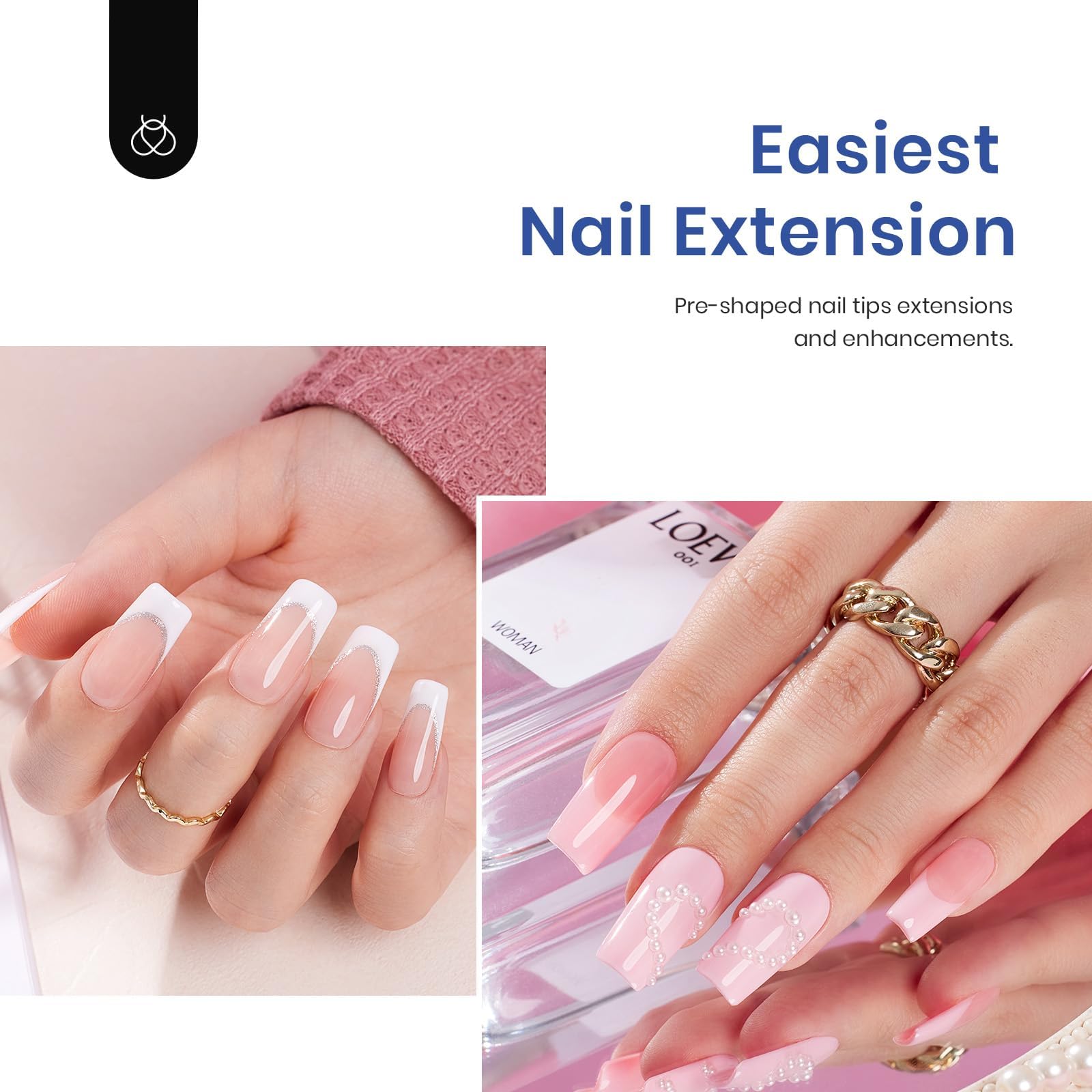 Beetles Gel Nail Kit Medium Square pre-shaped tips for seamless extensions