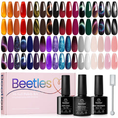 Beetles Gel Nail Polish 39pc treasure box open showing color variety for versatile looks