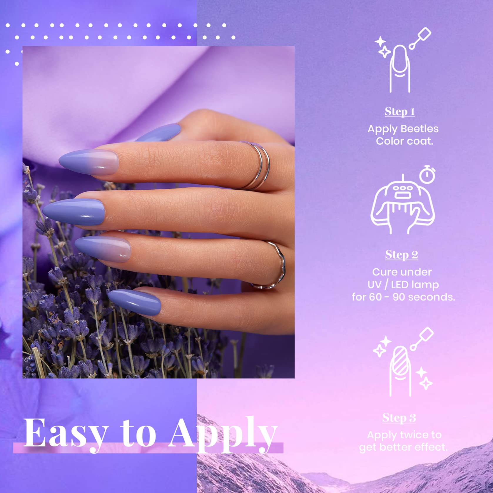 Beetles Gel Polish application step highlighting easy at-home manicure