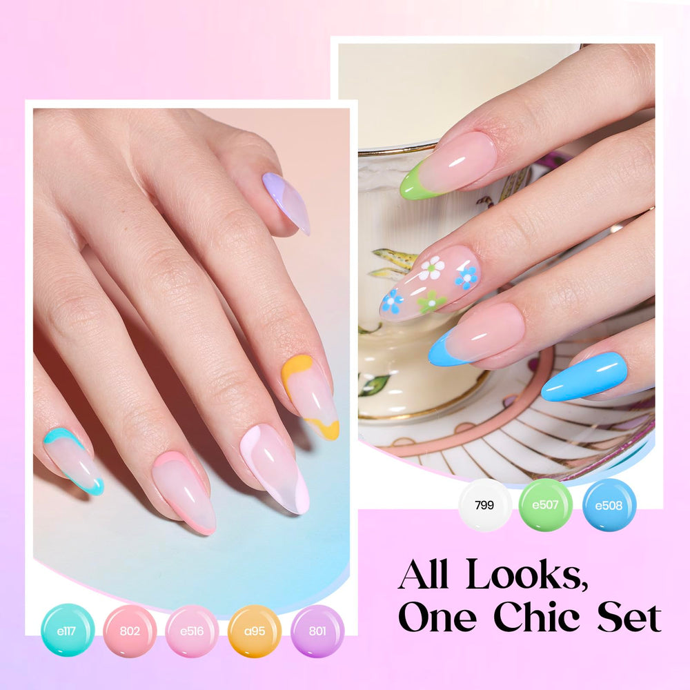 Beetles gel polish close-up bottle highlighting color variety and shine.
