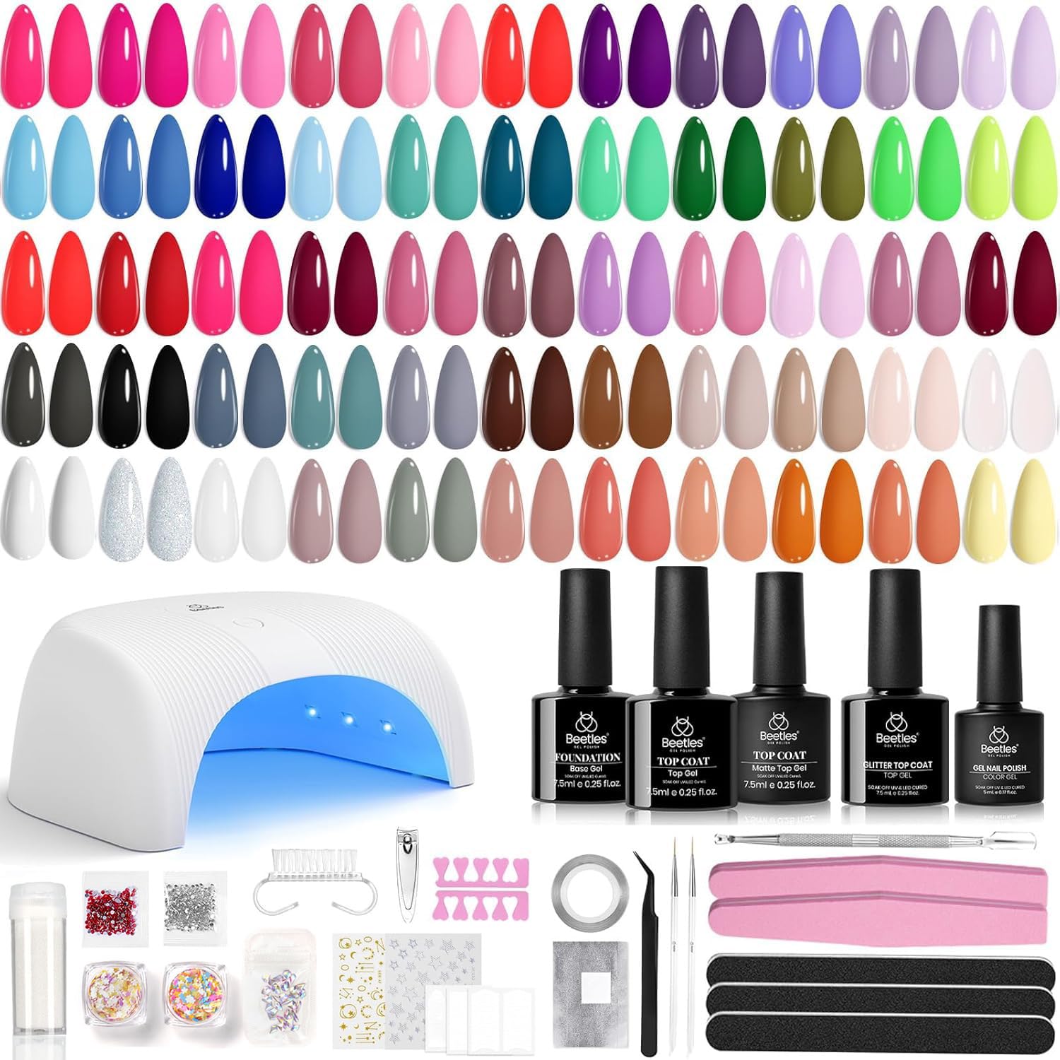 Beetles Gel Nail Polish Kit with UV light for at-home salon-quality nails.