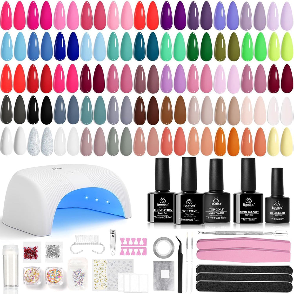 Beetles Gel Nail Polish Kit with UV light for at-home salon-quality nails.