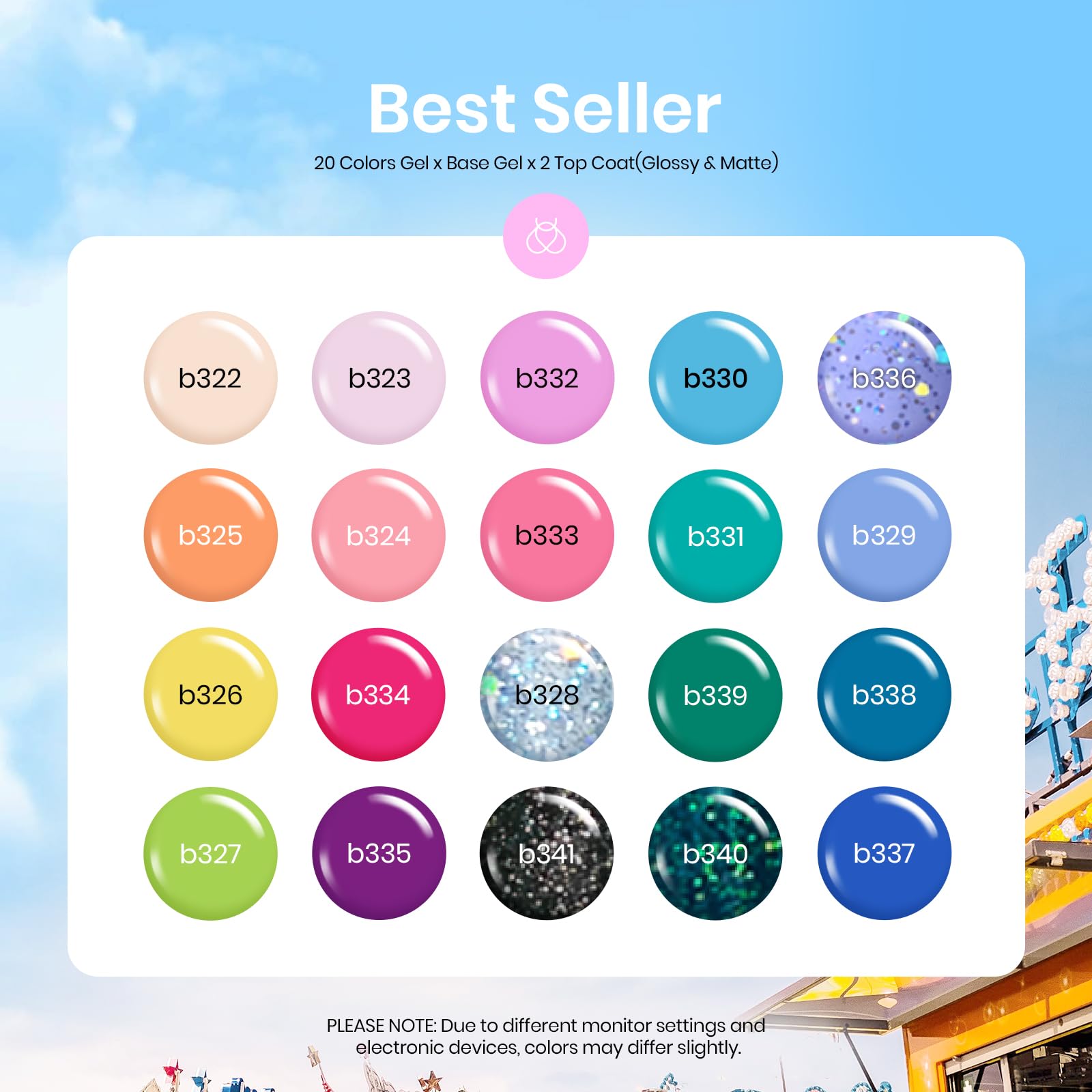 Beetles Gel Nail Polish Set 20 shades pastel neon for DIY nail art.