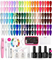 Beetles gel nail polish set with 60 colors bottles arranged for versatile looks