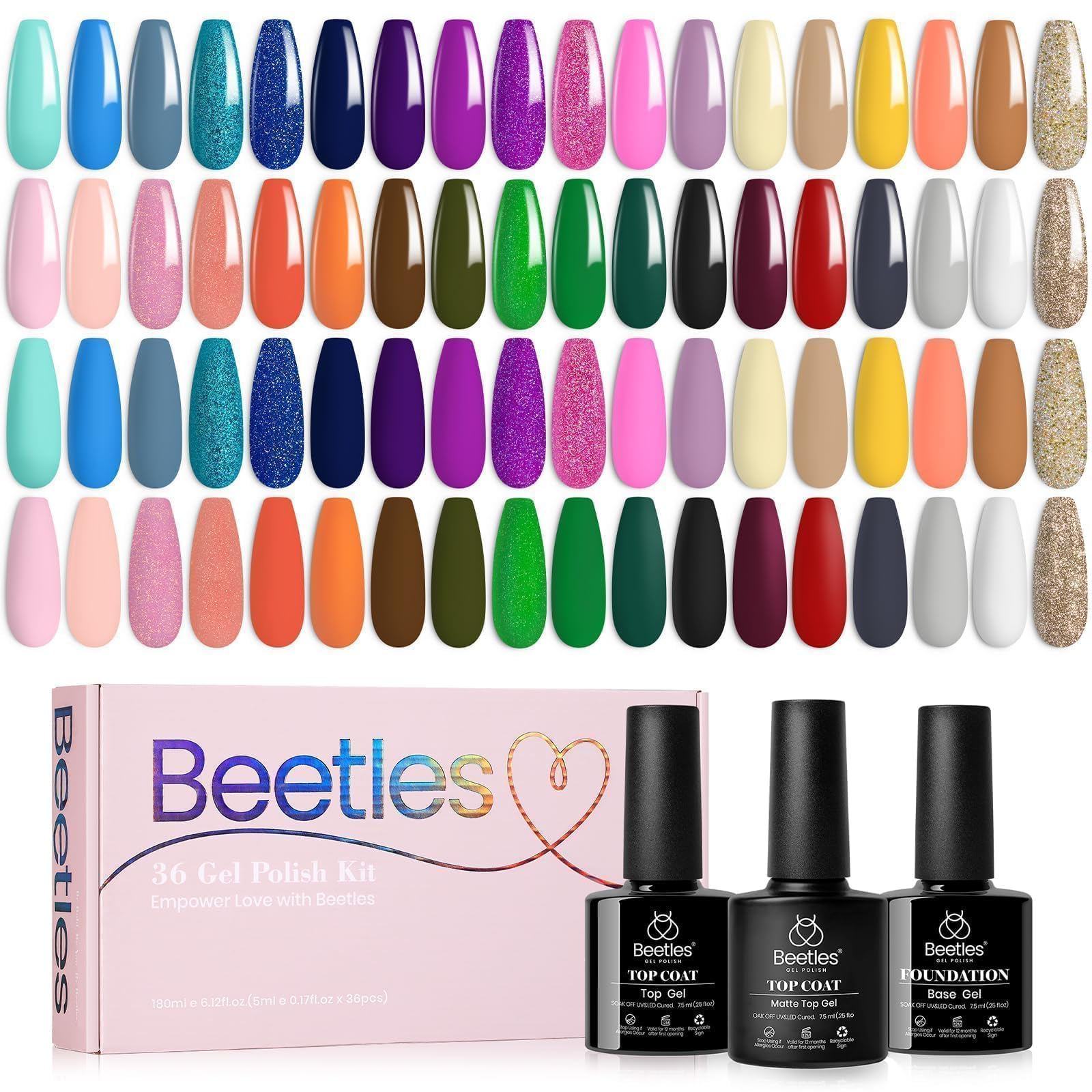 Beetles vibrant colors with long wear and shine up to 28 days