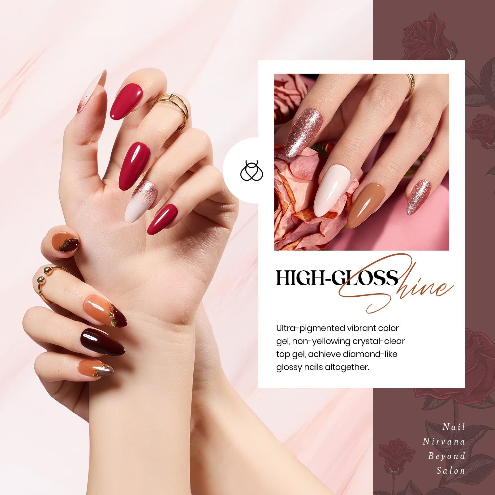 Beetles Verse of Roses shades on nails demonstrating even color payoff