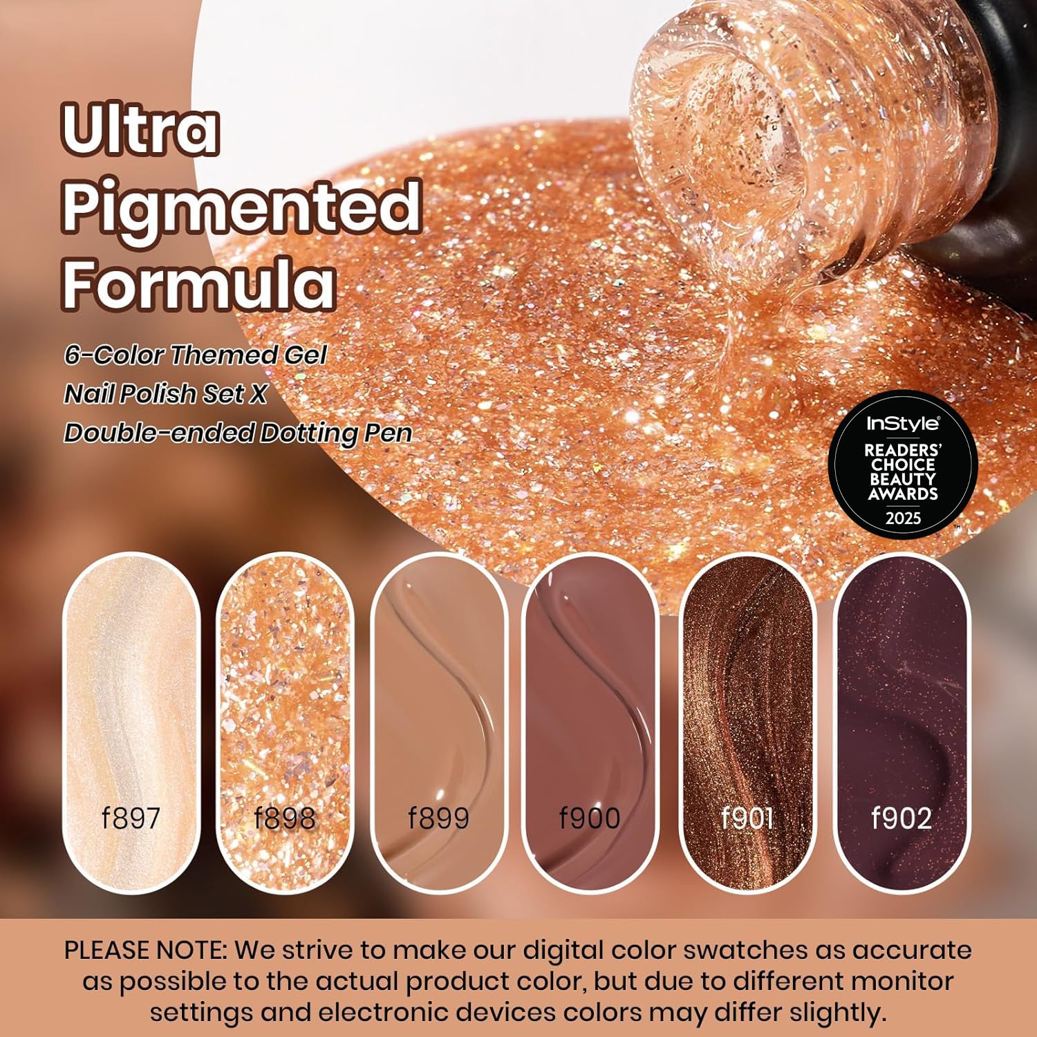 Beetles Gel Nail Polish Set warm brown swatches display range for rich fall looks and long wear.