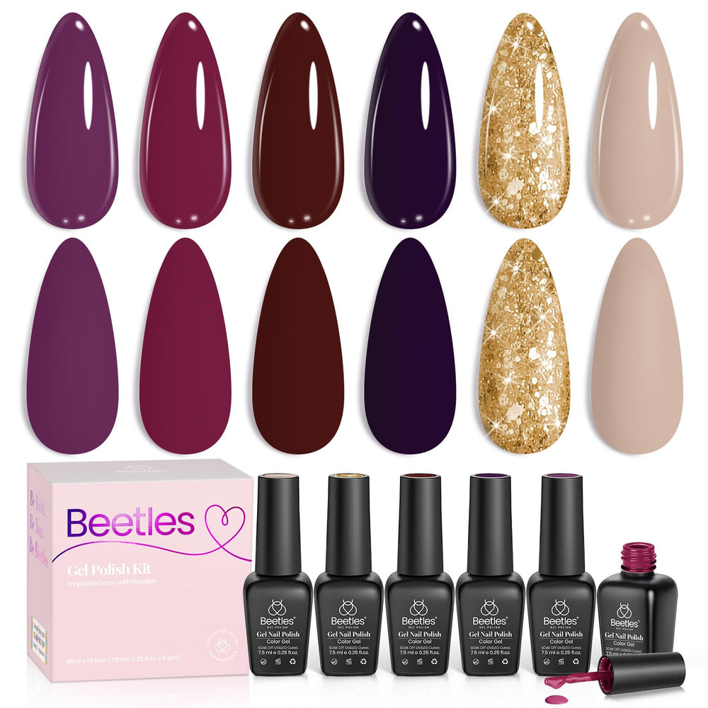 Beetles Gel Nail Polish Set Winter Burgundy swatch for a rich, long-lasting manicure at home.
