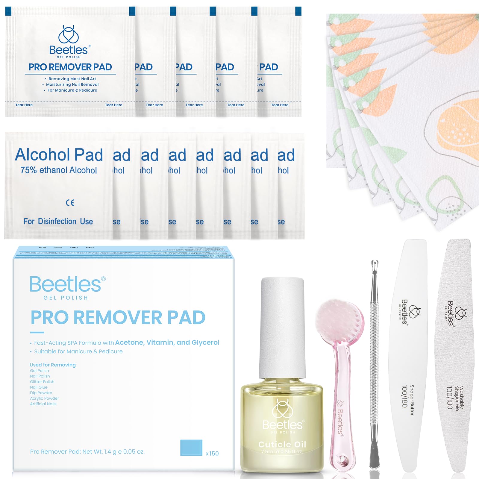Beetles remover pads kit ready for fast, gentle polish removal at home