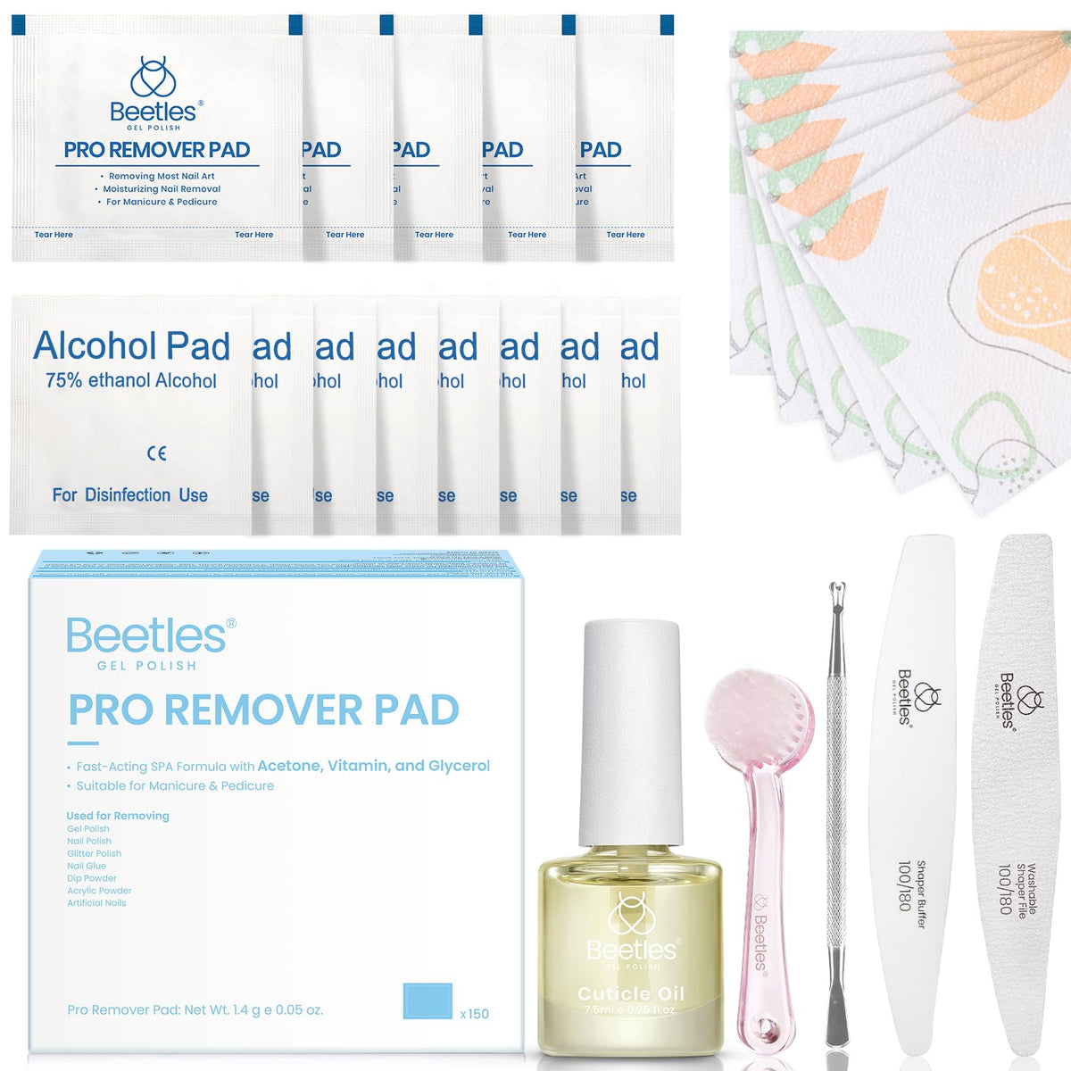 Beetles remover pads kit ready for fast, gentle polish removal at home