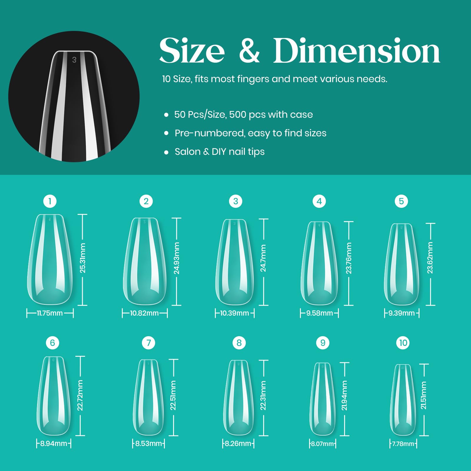 Beetles Gel Nail Tips: 500-piece package for busy studios and DIYers.