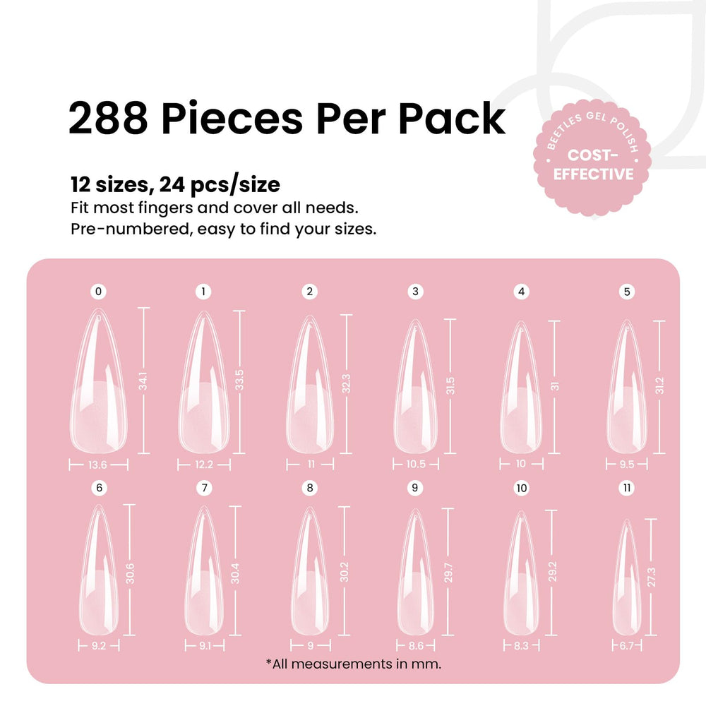 Beetles Etch-X tips in twelve sizes for a snug natural look