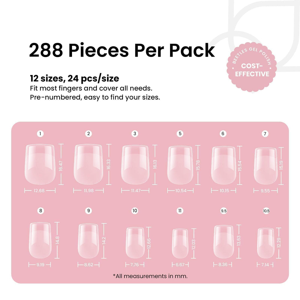 Beetles Gel Tips size range with 12 numbers for easy fit.