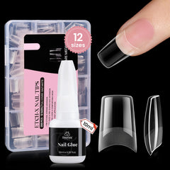Beetles Gel Nail Tips Kit Etch-X, square medium, 288pcs for DIY extensions