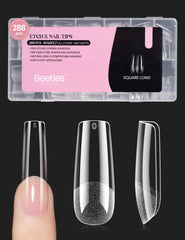 Beetles Gel Nail Tips Long Square, durable extensions for DIY nails.