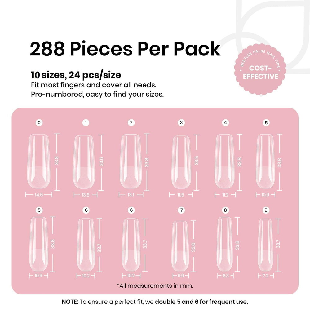 Beetles Gel Nail Tips pre-shaped for fast, easy application.