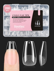 Beetles gel nail tips short coffin with 12 sizes for quick full-cover extensions.