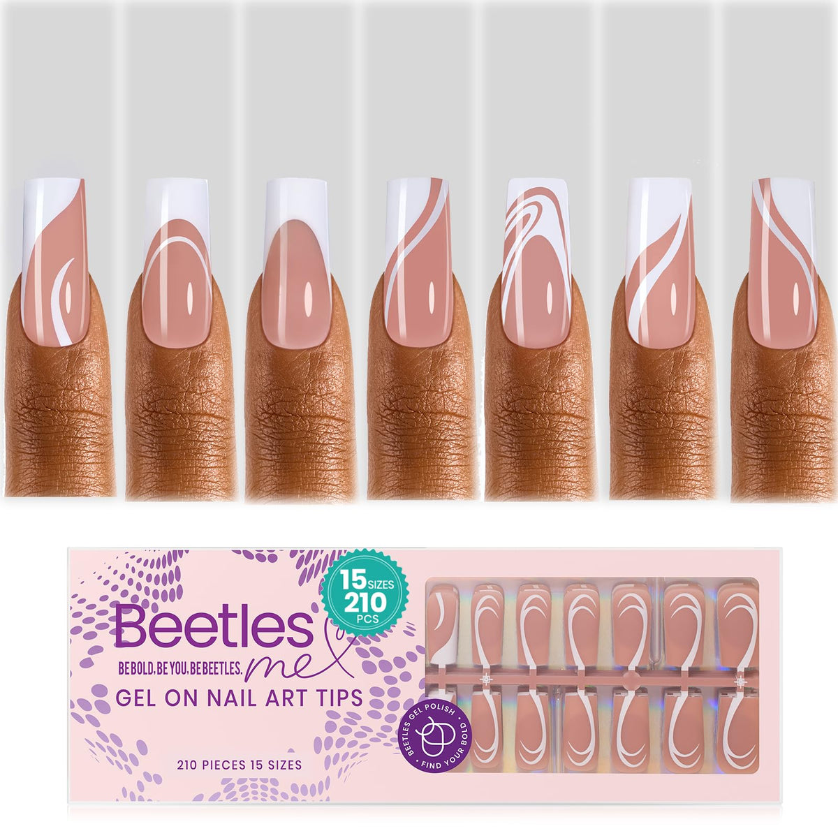 Beetles Gel Nails press-on tips in long square shape for at-home manicure