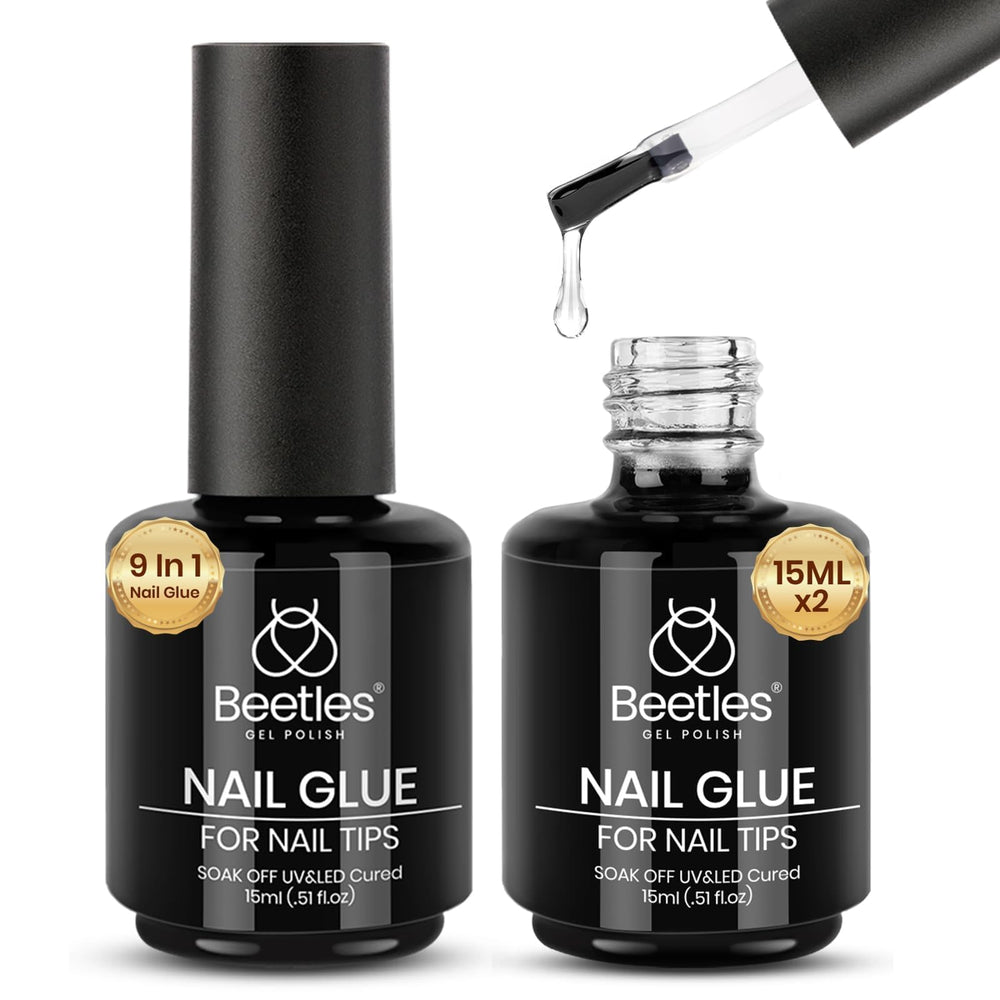 Beetles Gel Polish bottle shows crystal-clear finish for long-lasting nails.