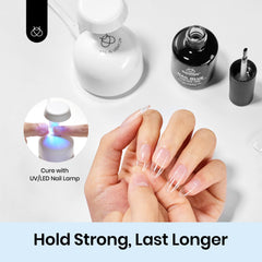 Beetles Gel Polish tips under LED/UV lamp for fast cure.