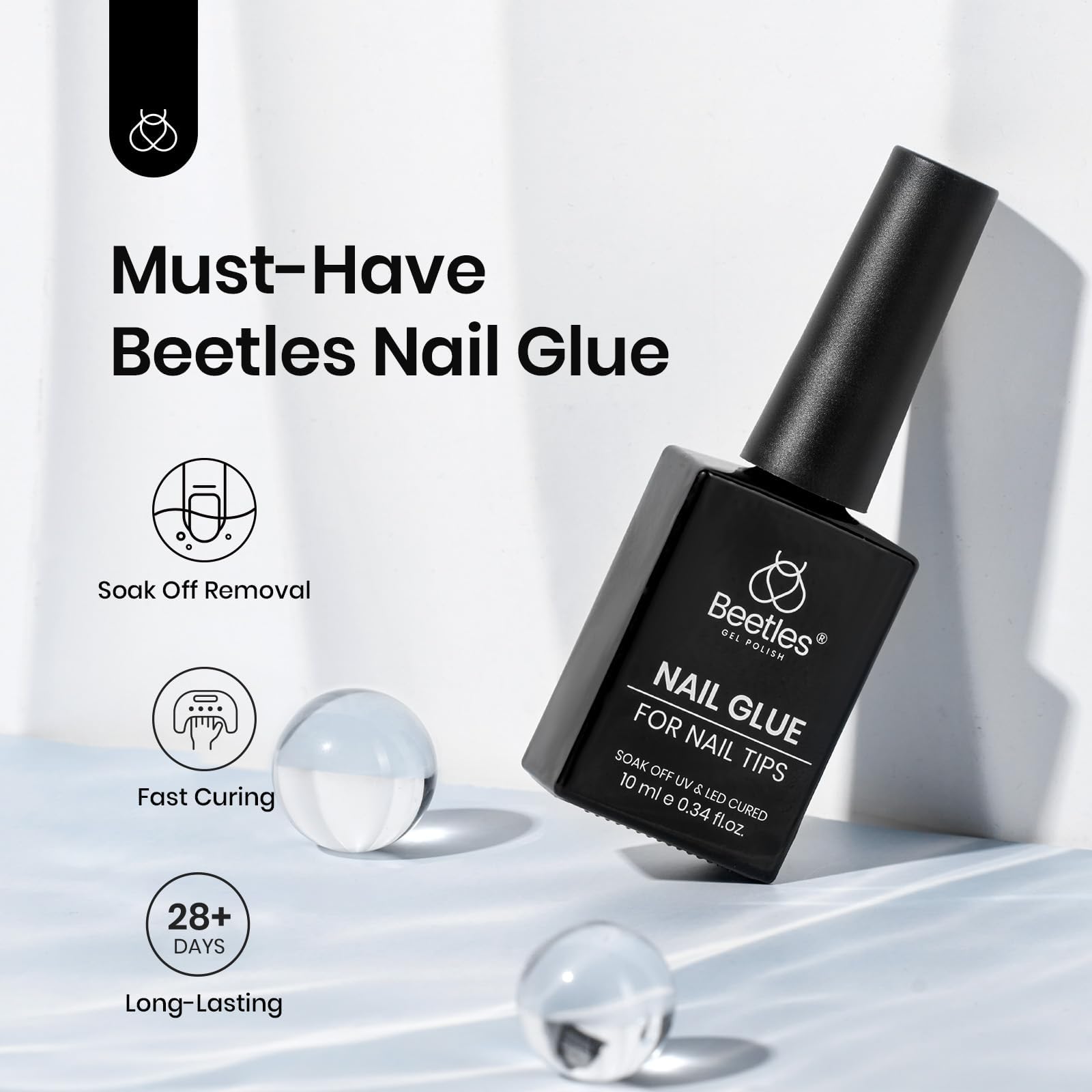 Beetles Gel Polish 9-in-1 nail glue brush shows smooth application.