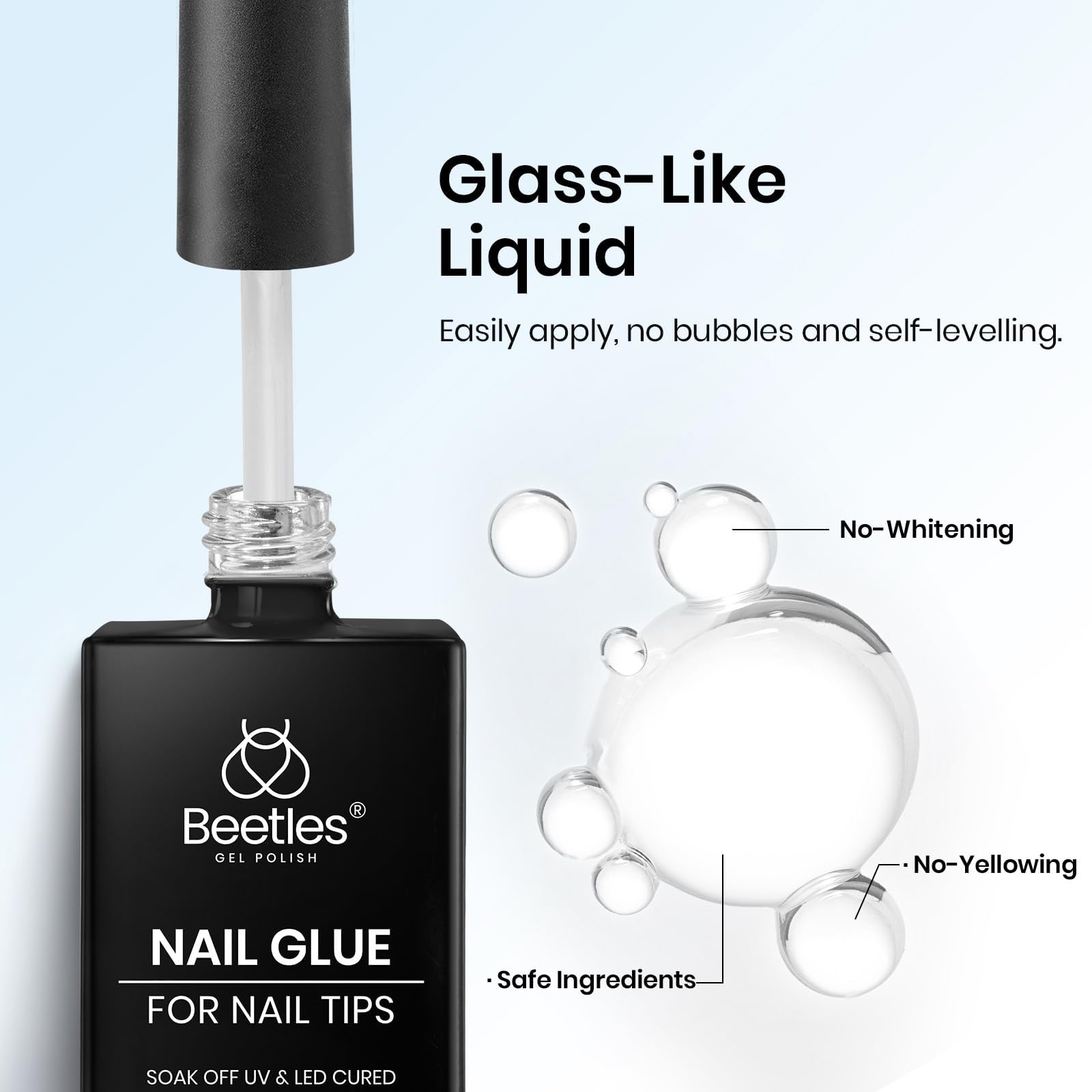 Beetles Gel Polish 9-in-1 nail glue is compatible with gel systems.