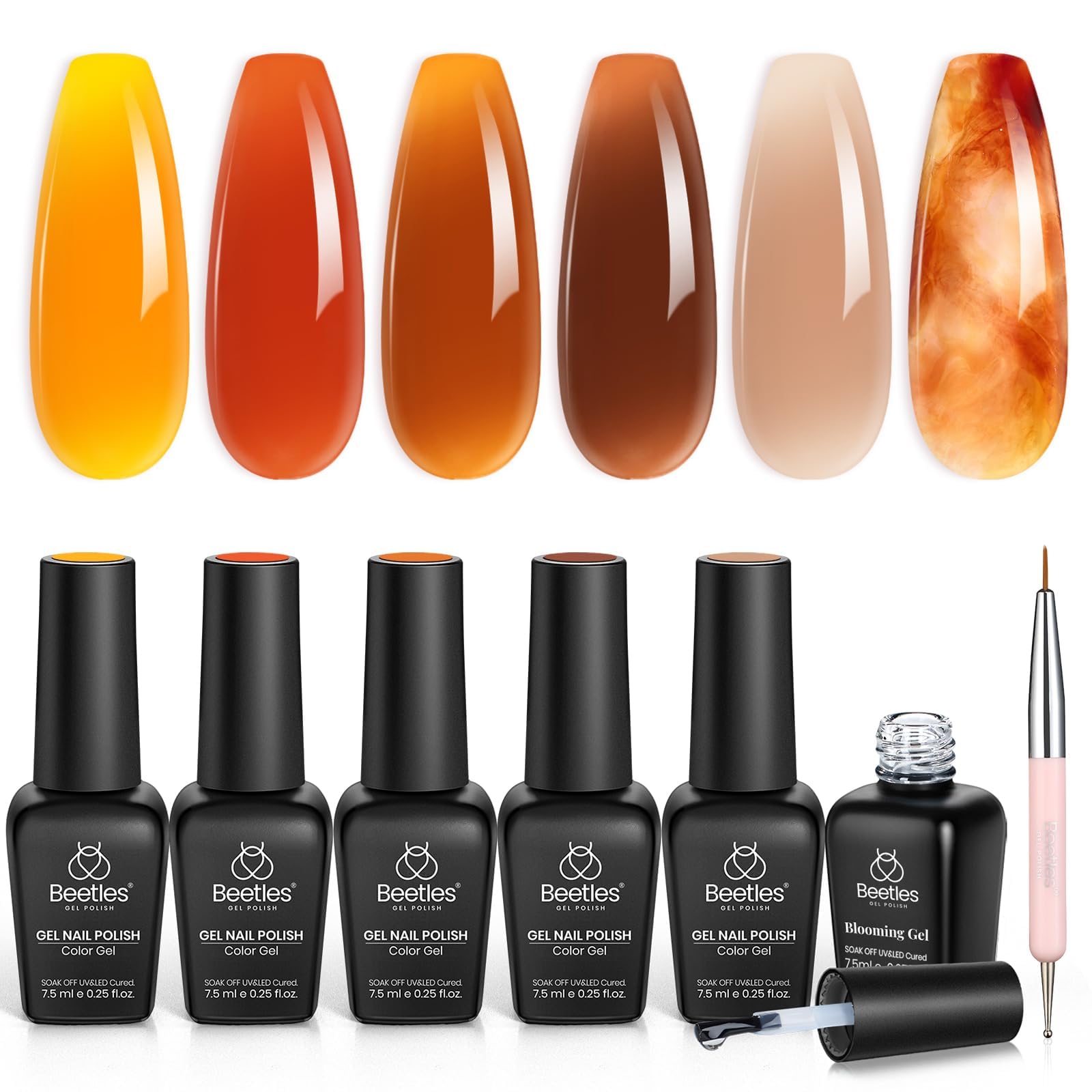 Beetles Gel Polish Amber Chic jelly bottle showing translucent fall-ready color.