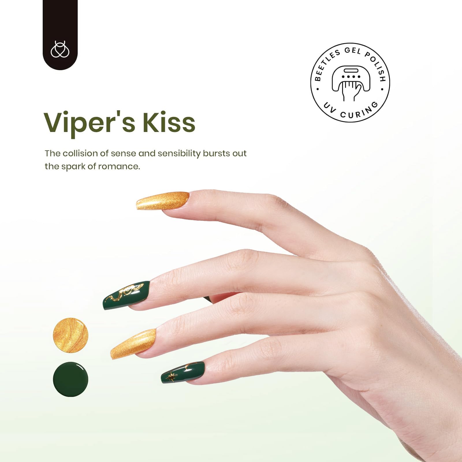 Beetles Gel Polish black bottle provides a versatile, deep shade for edgy styles.