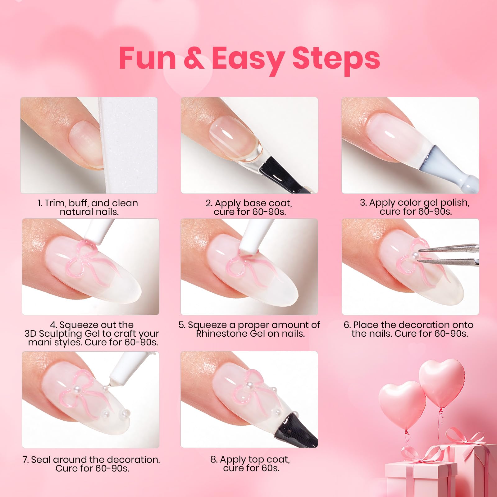 Beetles Gel Polish bows and pearls add cute Valentine accents.
