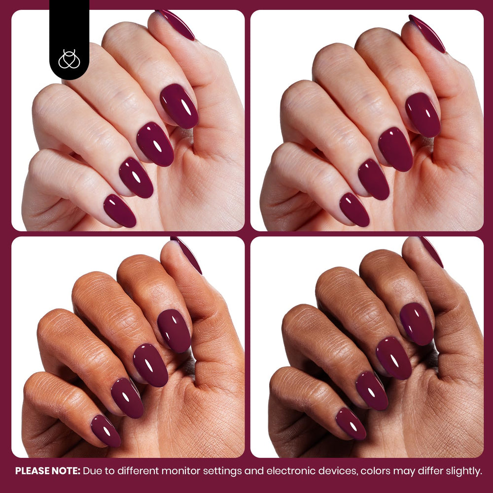 Beetles Burgundy Red Gel Polish cures quickly under UV/LED lamps.