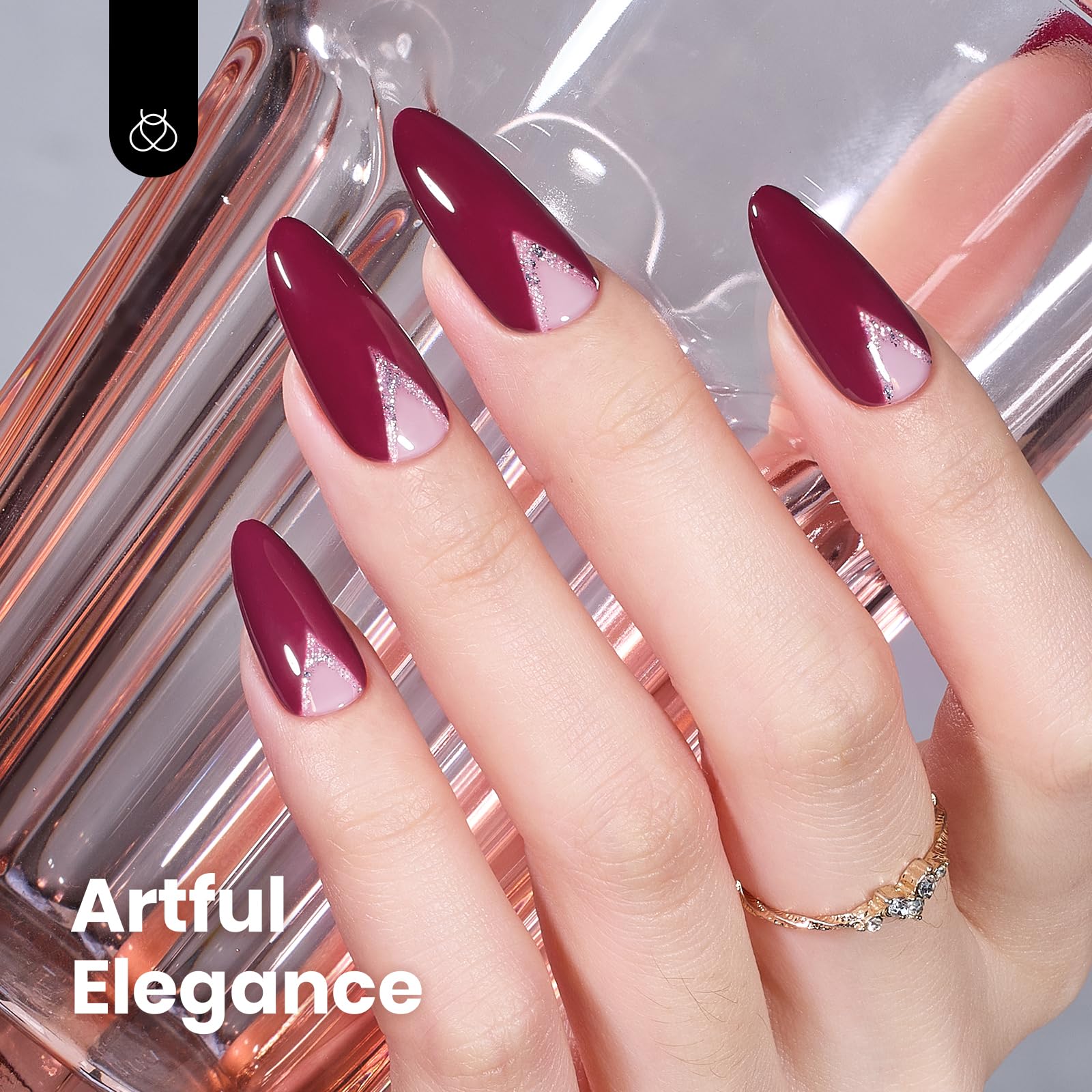 Beetles Burgundy Red Gel Polish application close-up shows smooth self-leveling finish.